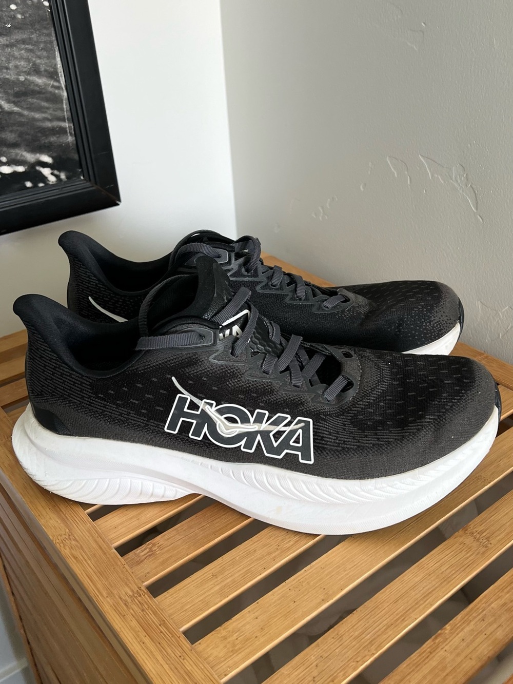 Hoka Men's Black and White Running Shoes - Lightweight Trainer